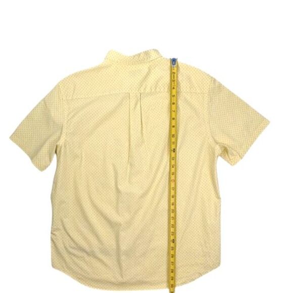 Old Navy Pastel Butter Yellow Perfect Fit Camp Shirt Polka Dot Beach Resort XL - Picture 9 of 10